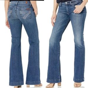 7 For All Mankind Dojo Wide Leg Flare White Stitch 7 jeans